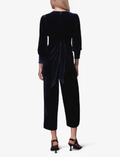 Whistles Puff-sleeve Woven Jumpsuit 9 Whistles Puff-sleeve Woven Jumpsuit -Ted Bakee Fashion Shop R04068735 NAVY ALT03