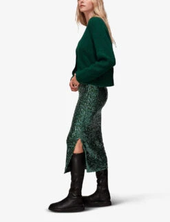 Whistles Recycled Polyester-blend Midi Skirt 7 Whistles Recycled Polyester-blend Midi Skirt -Ted Bakee Fashion Shop R04069779 DARKGREEN ALT02