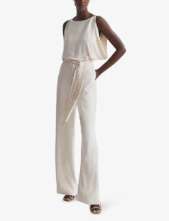 Reiss Koa Drape-armhole Woven Bridal Jumpsuit -Ted Bakee Fashion Shop R04070737 IVORY ALT02