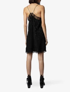 Zadig & Voltaire Risty Star-embellished Woven Slip Dress -Ted Bakee Fashion Shop R04074038 NOIR ALT03