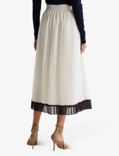 Reiss Osti Colour-block Pleated Woven Midi Skirt -Ted Bakee Fashion Shop R04075236 WHITE ALT03
