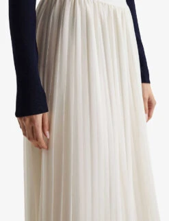Reiss Osti Colour-block Pleated Woven Midi Skirt -Ted Bakee Fashion Shop R04075236 WHITE ALT04