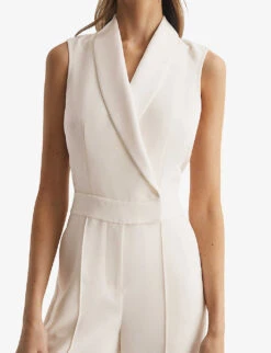 Reiss Dani Tuxedo Woven Jumpsuit -Ted Bakee Fashion Shop R04075257 IVORY ALT04