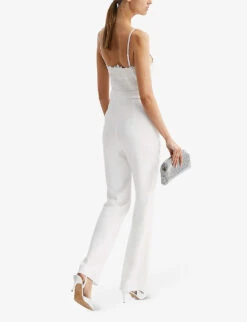 Reiss Cora Lace-bodice Stretch-woven Jumpsuit -Ted Bakee Fashion Shop R04075258 IVORY ALT03