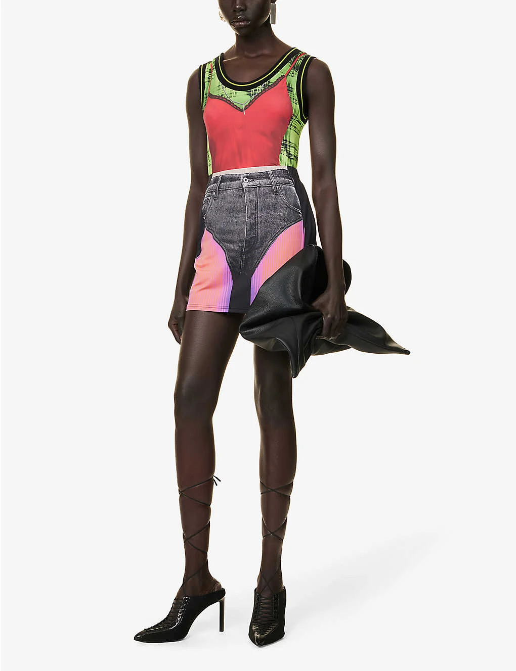 Y/Project X Jean Paul Gaultier Trompe L'Oeil Graphic-print Stretch-woven Mini Skirt 2 Y/Project X Jean Paul Gaultier Trompe L'Oeil Graphic-print Stretch-woven Mini Skirt - Image 2