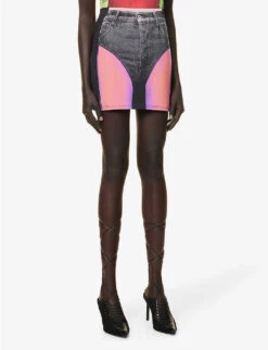 Y/Project X Jean Paul Gaultier Trompe L'Oeil Graphic-print Stretch-woven Mini Skirt 8 Y/Project X Jean Paul Gaultier Trompe L'Oeil Graphic-print Stretch-woven Mini Skirt -Ted Bakee Fashion Shop R04075901 BLACKPINK ALT02