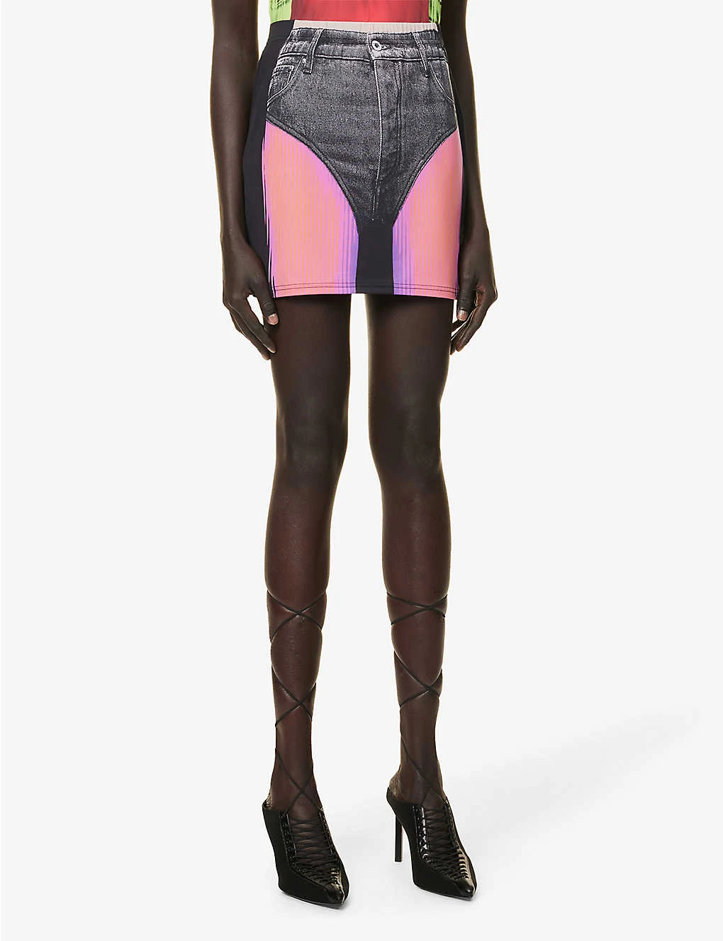 Y/Project X Jean Paul Gaultier Trompe L'Oeil Graphic-print Stretch-woven Mini Skirt 3 Y/Project X Jean Paul Gaultier Trompe L'Oeil Graphic-print Stretch-woven Mini Skirt - Image 3