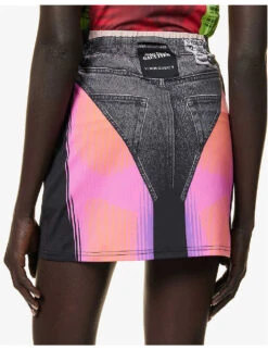 Y/Project X Jean Paul Gaultier Trompe L'Oeil Graphic-print Stretch-woven Mini Skirt 11 Y/Project X Jean Paul Gaultier Trompe L'Oeil Graphic-print Stretch-woven Mini Skirt -Ted Bakee Fashion Shop R04075901 BLACKPINK ALT05