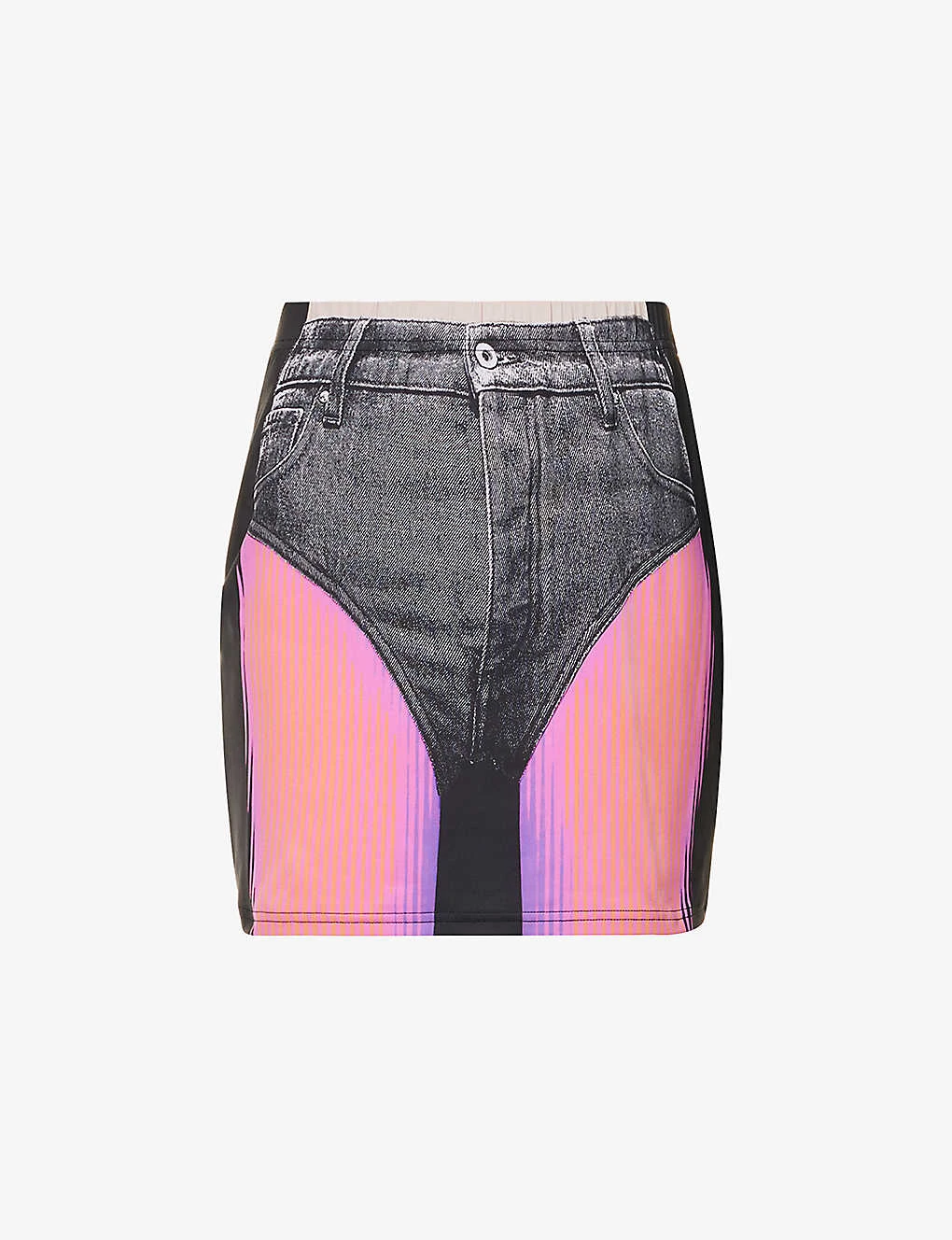Y/Project X Jean Paul Gaultier Trompe L'Oeil Graphic-print Stretch-woven Mini Skirt 1 Y/Project X Jean Paul Gaultier Trompe L'Oeil Graphic-print Stretch-woven Mini Skirt