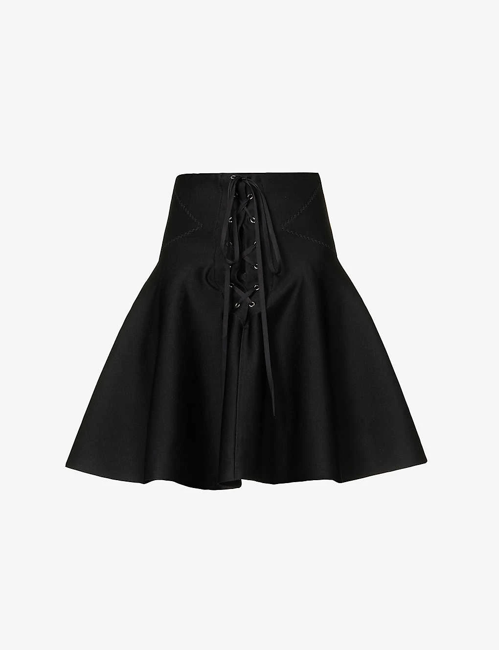 ALAIA Lace-up A-line Woven Midi Skirt 1 ALAIA Lace-up A-line Woven Midi Skirt