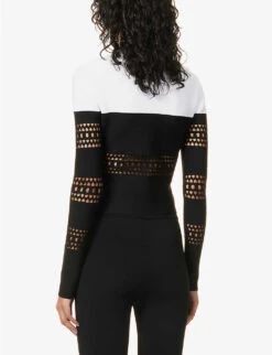 ALAIA Vienne High-neck Knitted Jumper -Ted Bakee Fashion Shop R04076411 NOIRBLANC ALT03