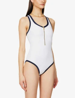 Bondi Beach Contrast-trim Swimsuit -Ted Bakee Fashion Shop R04077235 WHITENAVY ALT02