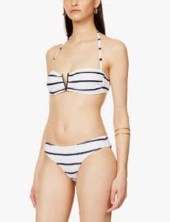 Long Island Recycled Polyester-blend Halter-neck Bikini Top -Ted Bakee Fashion Shop R04077237 NAUTICAL ALT02