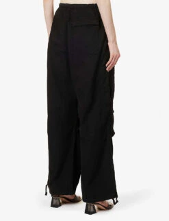 Jaded London Parachute Relaxed-fit Wide-leg High-rise Cotton Trousers -Ted Bakee Fashion Shop R04077326 BLACK ALT03