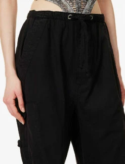 Jaded London Parachute Relaxed-fit Wide-leg High-rise Cotton Trousers -Ted Bakee Fashion Shop R04077326 BLACK ALT04