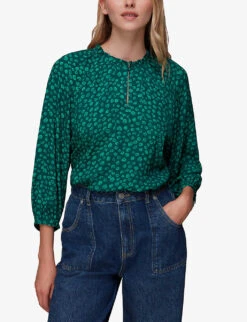 Whistles Lucy Lava Spot-print Woven Top -Ted Bakee Fashion Shop R04077985 MULTICOLOURED ALT02