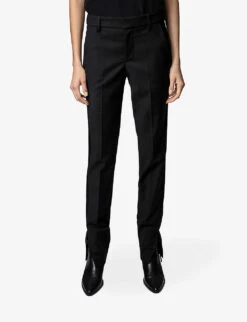 Zadig & Voltaire Prune Split Mid-rise Woven Trousers 7 Zadig & Voltaire Prune Split Mid-rise Woven Trousers -Ted Bakee Fashion Shop R04077993 NOIR ALT02