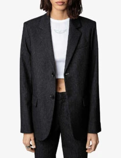 Zadig & Voltaire Vanille Wool-blend Blazer -Ted Bakee Fashion Shop R04077995 ANTHRACITE ALT02