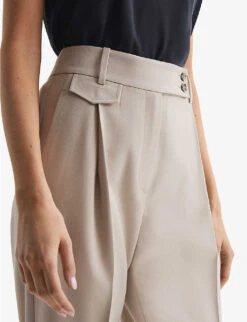 Reiss River Tapered High-rise Woven Trousers 10 Reiss River Tapered High-rise Woven Trousers -Ted Bakee Fashion Shop R04080306 STONE ALT04
