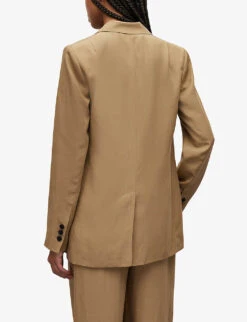 AllSaints Yolanda Single-breasted Relaxed-fit Woven Blazer -Ted Bakee Fashion Shop R04080465 LIGHTKHAKIBR ALT03