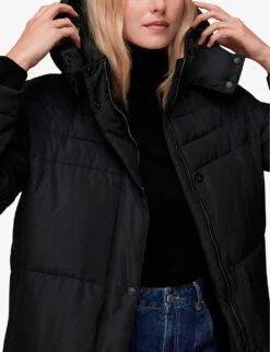 Whistles Becky Longline Recycled-polyester Puffer Coat -Ted Bakee Fashion Shop R04081172 BLACK ALT03