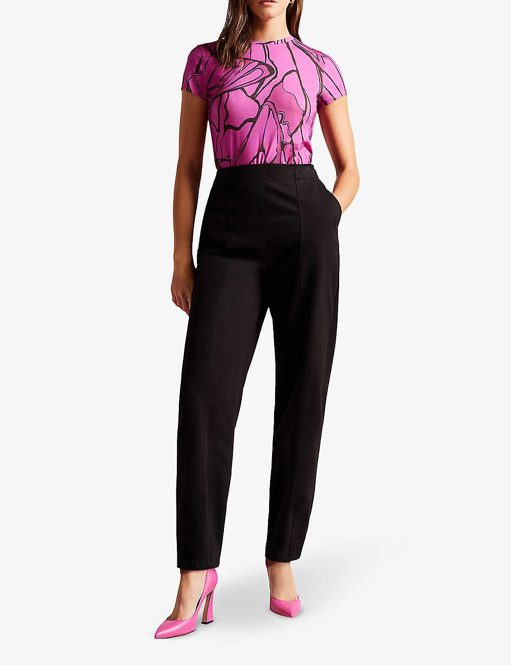 Ted Baker Kcarlia Abstract-print Stretch-cotton T-shirt 2 Ted Baker Kcarlia Abstract-print Stretch-cotton T-shirt - Image 2