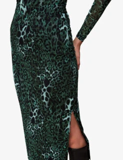 Whistles Night Cat Animal-print Stretch-mesh Midi Skirt -Ted Bakee Fashion Shop R04082101 MULTICOLOURED ALT02