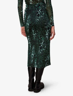 Whistles Night Cat Animal-print Stretch-mesh Midi Skirt -Ted Bakee Fashion Shop R04082101 MULTICOLOURED ALT03