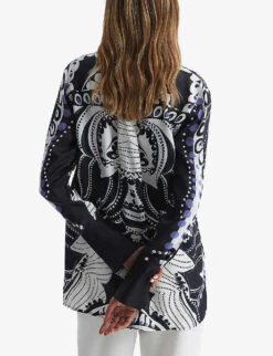 Reiss Rose Abstract-print Woven Shirt 8 Reiss Rose Abstract-print Woven Shirt -Ted Bakee Fashion Shop R04082354 NAVYWHITE ALT03