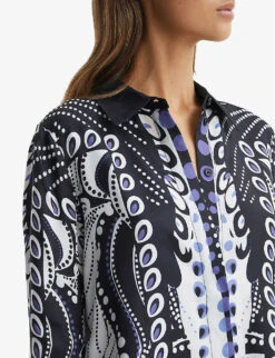 Reiss Rose Abstract-print Woven Shirt 9 Reiss Rose Abstract-print Woven Shirt -Ted Bakee Fashion Shop R04082354 NAVYWHITE ALT04