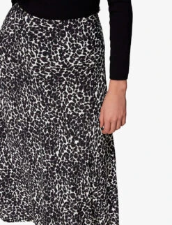 Whistles Shadow Leopard-print Woven Midi Skirt 9 Whistles Shadow Leopard-print Woven Midi Skirt -Ted Bakee Fashion Shop R04082652 BLACK ALT04