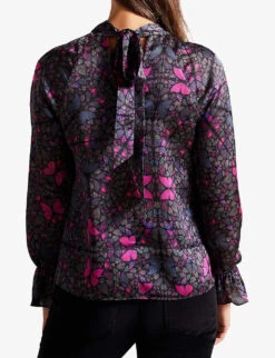 Ted Baker Heiydii Butterfly-print High-neck Woven Blouse 5 Ted Baker Heiydii Butterfly-print High-neck Woven Blouse -Ted Bakee Fashion Shop R04083597 BLACK ALT02
