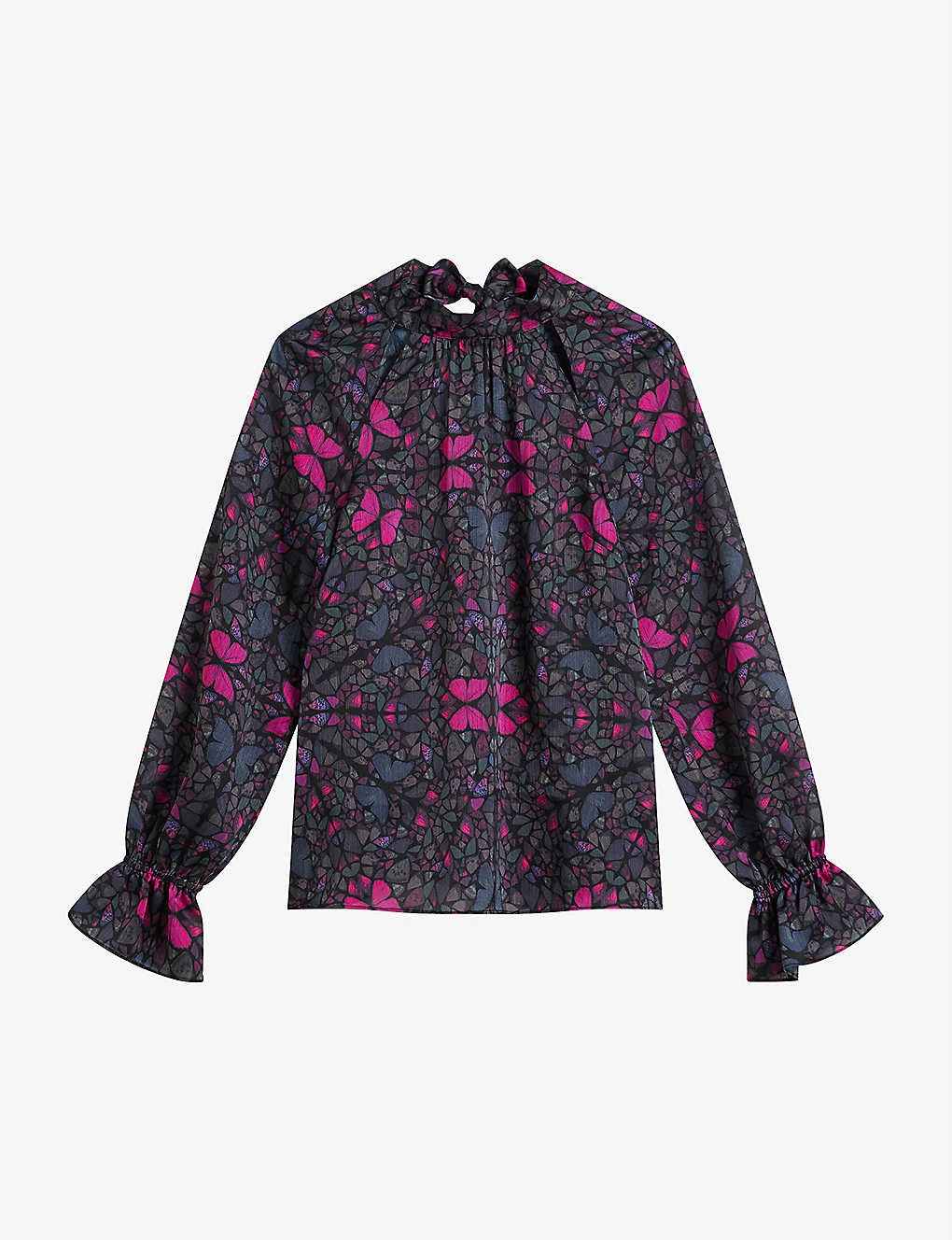Ted Baker Heiydii Butterfly-print High-neck Woven Blouse 1 Ted Baker Heiydii Butterfly-print High-neck Woven Blouse