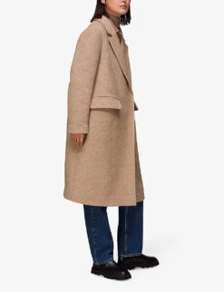 Whistles Double-breasted Wool-blend Coat -Ted Bakee Fashion Shop R04083838 OATMEAL ALT02