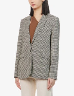 ME AND EM Oversized Houndstooth Flannel Blazer 7 ME AND EM Oversized Houndstooth Flannel Blazer -Ted Bakee Fashion Shop R04084435 NEUTRALBLACKCREAM ALT02