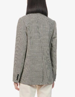 ME AND EM Oversized Houndstooth Flannel Blazer 8 ME AND EM Oversized Houndstooth Flannel Blazer -Ted Bakee Fashion Shop R04084435 NEUTRALBLACKCREAM ALT03
