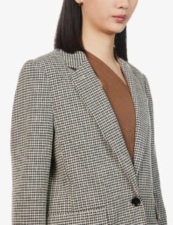 ME AND EM Oversized Houndstooth Flannel Blazer 9 ME AND EM Oversized Houndstooth Flannel Blazer -Ted Bakee Fashion Shop R04084435 NEUTRALBLACKCREAM ALT04