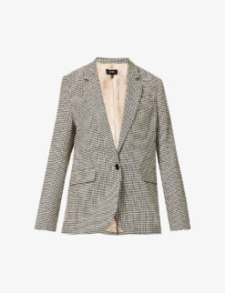 ME AND EM Oversized Houndstooth Flannel Blazer