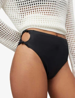 AllSaints Emma Knot High-rise Bikini Bottoms -Ted Bakee Fashion Shop R04085162 LIQUIDBLACK ALT04
