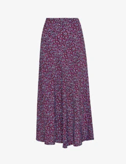 Whistles Floral Garden Bias-cut Viscose Skirt