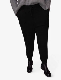 Whistles Tapered-leg High-rise Cashmere Jogging Bottoms -Ted Bakee Fashion Shop R04086335 BLACK ALT02