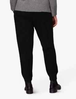 Whistles Tapered-leg High-rise Cashmere Jogging Bottoms -Ted Bakee Fashion Shop R04086335 BLACK ALT03