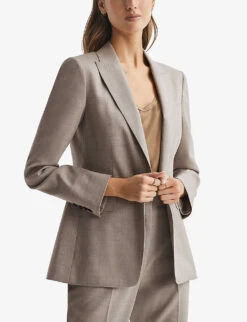Reiss Emily Single-breasted Wool And Recycled Polyester-blend Blazer -Ted Bakee Fashion Shop R04086949 OATMEAL ALT02