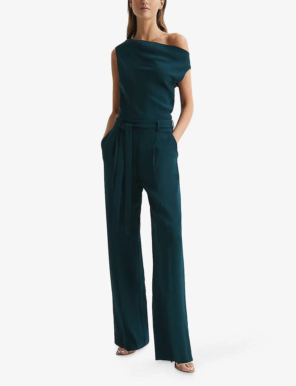 Reiss Maple Off-shoulder Belted-waist Stretch-woven Jumpsuit 2 Reiss Maple Off-shoulder Belted-waist Stretch-woven Jumpsuit - Image 2