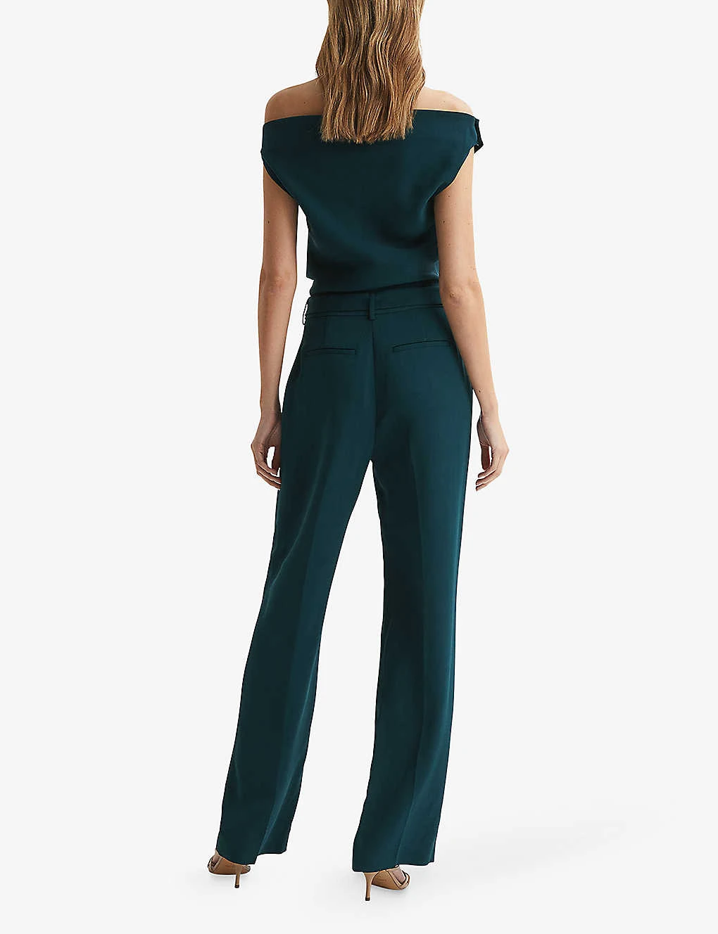 Reiss Maple Off-shoulder Belted-waist Stretch-woven Jumpsuit 4 Reiss Maple Off-shoulder Belted-waist Stretch-woven Jumpsuit - Image 4