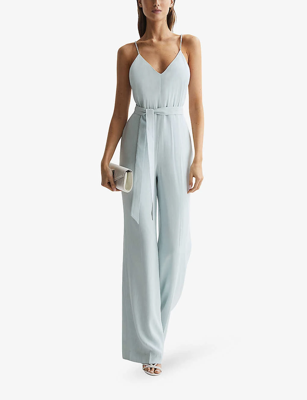 Reiss Irina Embellished-strap Belted-waist Woven Jumpsuit 2 Reiss Irina Embellished-strap Belted-waist Woven Jumpsuit - Image 2