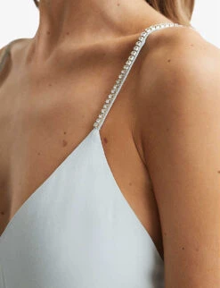 Reiss Irina Embellished-strap Belted-waist Woven Jumpsuit 9 Reiss Irina Embellished-strap Belted-waist Woven Jumpsuit -Ted Bakee Fashion Shop R04087035 GREEN ALT04