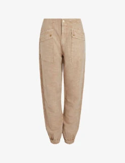 AllSaints Val Patch-pocket Tapered-fit High-rise Linen Blend Trousers