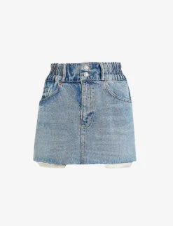 AllSaints Hailey Elasticated-waist Raw-hem Denim Mini Skirt