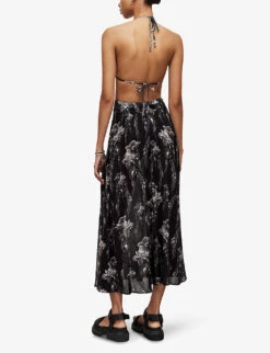 AllSaints Cari Mia Graphic-print Regular-fit Woven Maxi Skirt -Ted Bakee Fashion Shop R04087435 BLACK ALT03